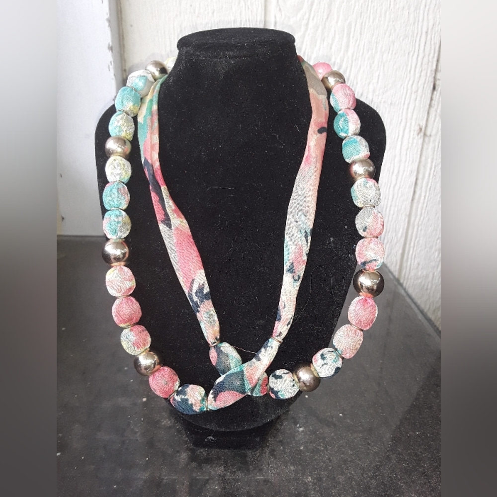 Cloth Beaded Necklace